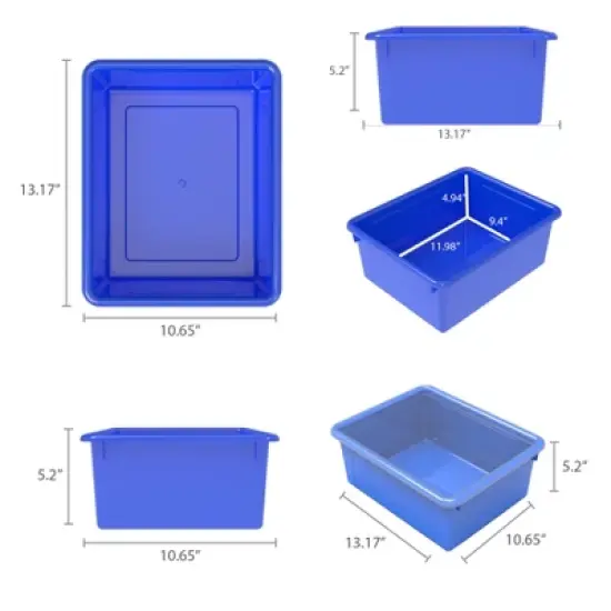 Storex Deep Storage Tray with Lid, Blue image {3}
