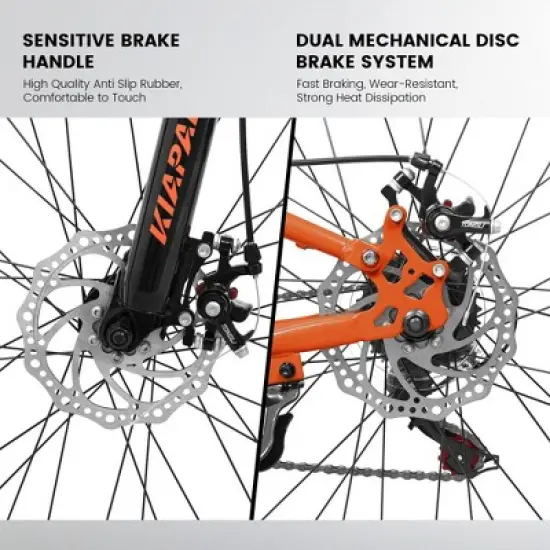 Gulches 26 Inch Mountain Bike, Curved Iron Frame, 21-Speed Drivetrain, Dual Shock Absorption, 26*2.12" Tires, Dual Disc Brakes image {5}