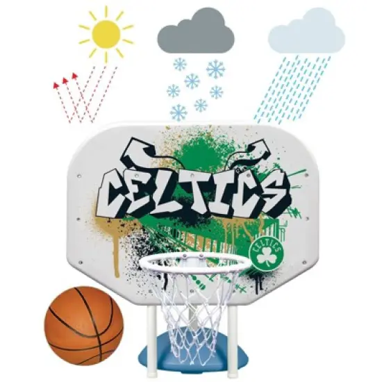 Poolmaster Graffiti Collection NBA Boston Celtics Poolside Hoop Set Durable All-Weather Base image {5}