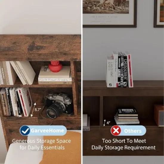 Bed Frame with 4 Storage Drawers and High Storage Bookcase Headboard, Built in Charging Station,No Box Spring Needed, Noise-Free, Easy Assembly image {6}