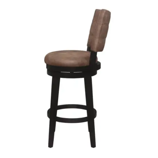 30" Kaede Wood and Upholstered Swivel Barstool Black/Chestnut - Hillsdale Furniture image {6}