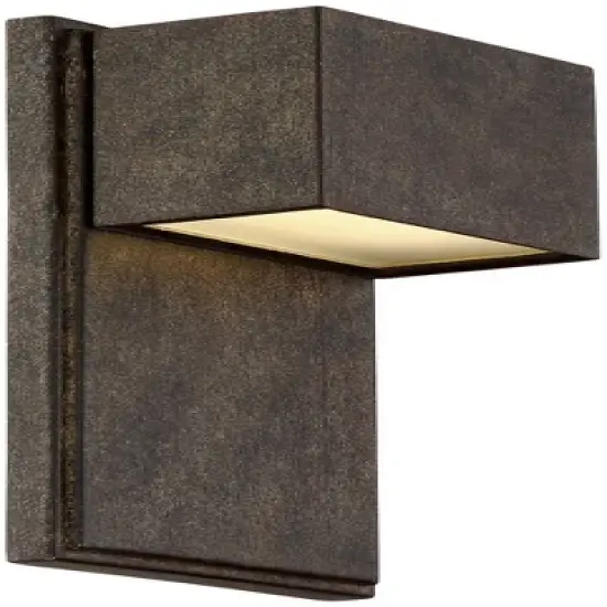 Possini Euro Design Lyons Modern Industrial Outdoor Wall Light Fixtures Set of 2 Bronze Black Box Frame LED 8" for Post Exterior Barn image {5}