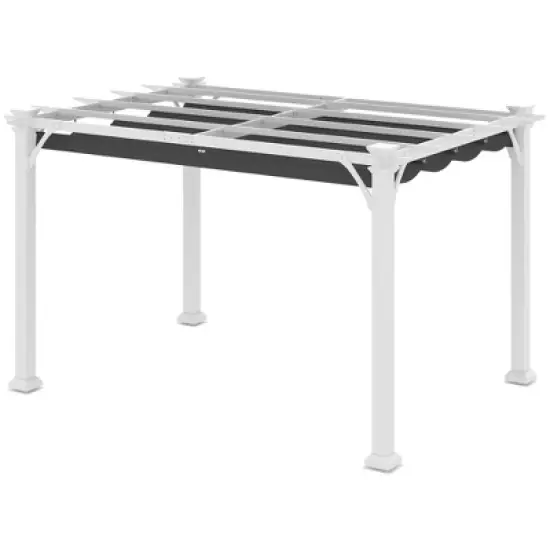 Outsunny 13' x 10' Wood Pergola Gazebo, Sun Shade Shelter with Retractable Canopy, for Garden, Patio, Backyard, Deck image {4}