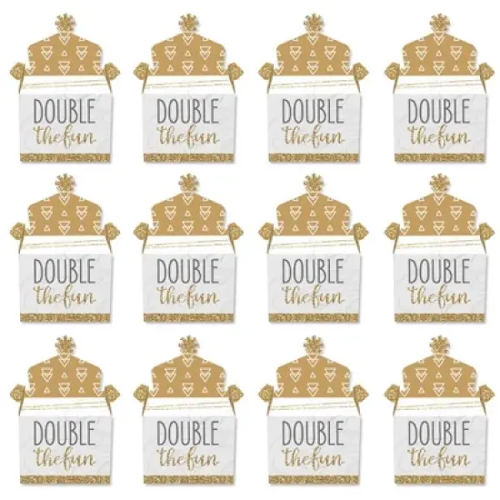 Big Dot of Happiness It's Twins - Treat Box Party Favors - Gold Twins Baby Shower Goodie Gable Boxes - Set of 12 image {3}