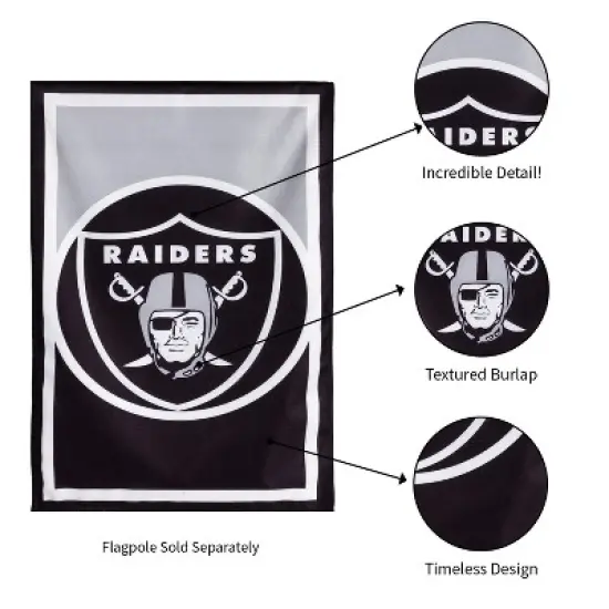 Evergreen Flag, DS New Burlap, Reg, Las Vegas Raiders image {4}
