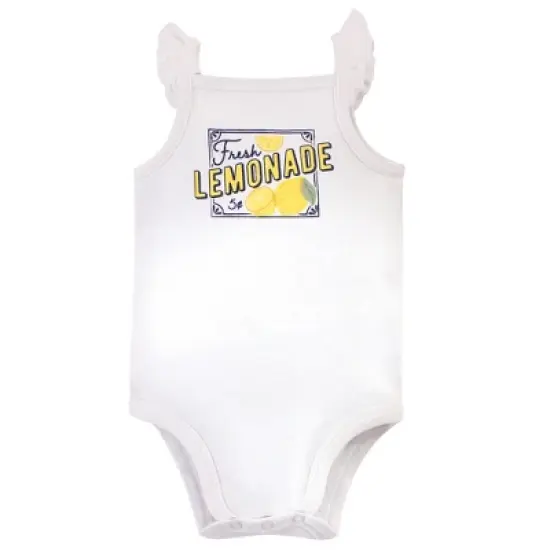 Touched by Nature Baby Girl Organic Cotton Bodysuits 5pk, Lemon Tree image {5}