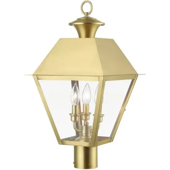 Livex Lighting Wentworth 3 - Light Post Light in  Natural Brass image {2}