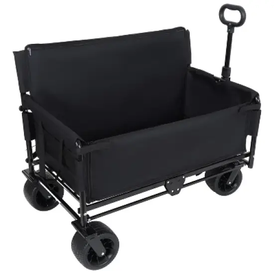 3-in-1 Convertible Folding Wagon Cart with Bench Seat & Storage - 500lbs Heavy-Duty Utility Wagon,black image {6}