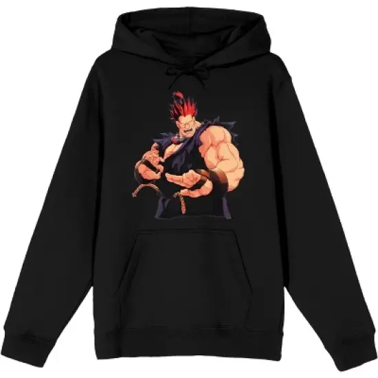 Street Fighter Akuma Character Mens Black Graphic Hoodie image {6}