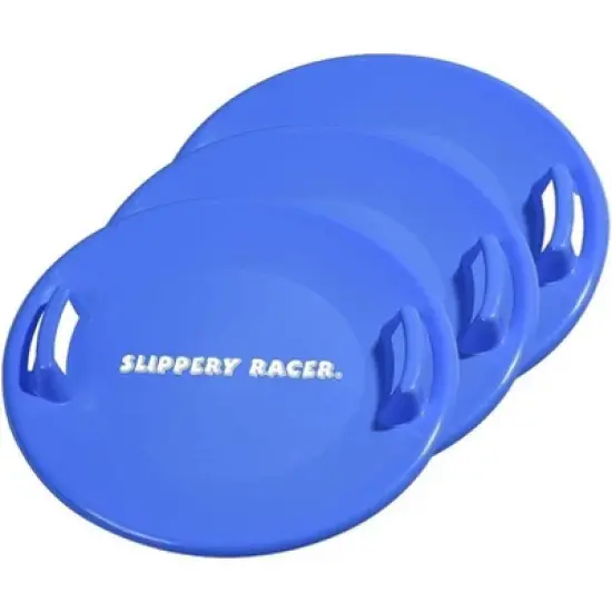 Slippery Racer Heavy-Duty Cold Weather Downhill Pro Adults and Kids Plastic Outdoor Winter Saucer Disc Snow Sleds with Handles. (3 Pack) image {7}