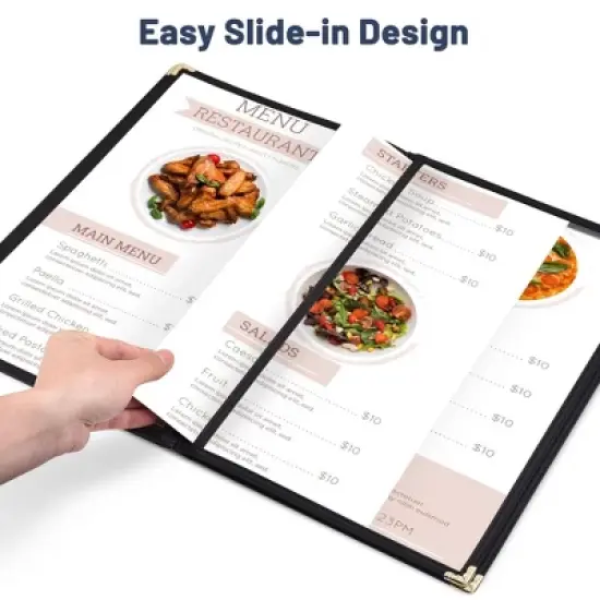 WeChef 30 Pack Menu Covers 8.5 x 14" Book Style Menu Holders 5 Pages 10 Views Restaurant Club Black image {2}