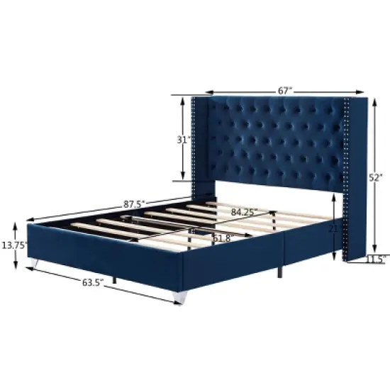 Button-Tufted Platform Bed with One Nightstand - ModernLuxe image {3}