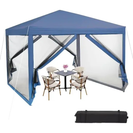 10x10ft Easy Pop-Up Canopy, Outdoor Screen Tent with Mosquito Netting, 2 Zipper Doors, and Roller Bag for Yard Camping Picnic Party Events image {9}