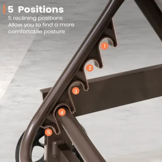 Pellebant Outdoor Wheel Adjustable Chaise 5 Reclinig Position Aluminum Sun Lounger image {3}