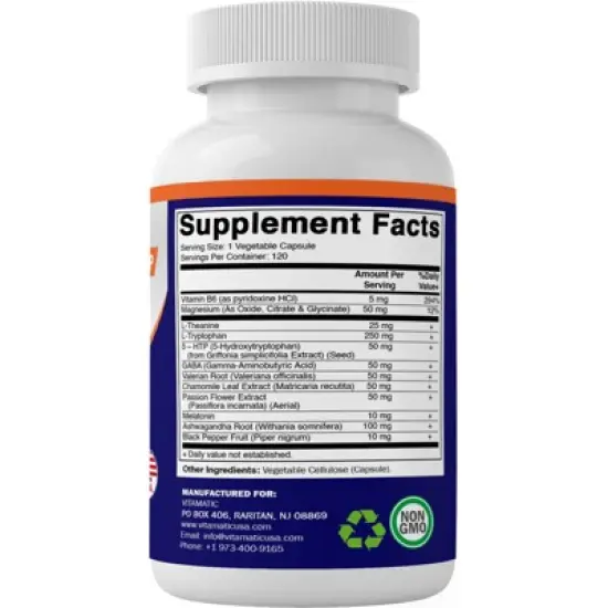 Advanced Sleep Aid with Melatonin - 120 Vegetable Capsules image {3}