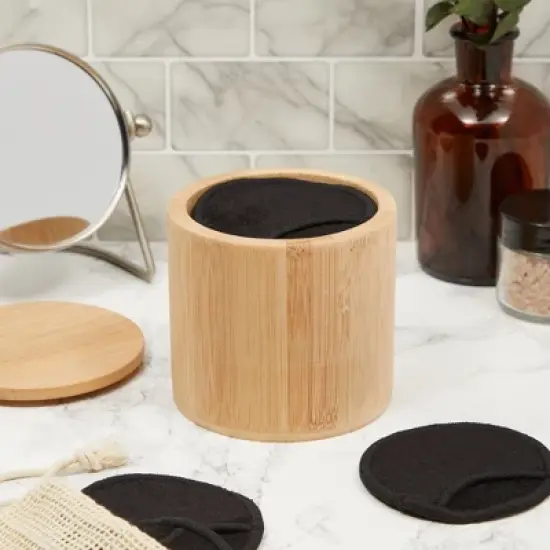 Glamlily 16 Pack Reusable Cotton Rounds, Black Makeup Remover Face Pads, Make Up Removal Cloths with Storage Holder Bag image {2}