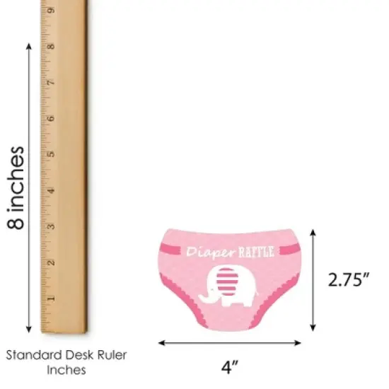 Big Dot of Happiness Pink Elephant - Diaper Shaped Raffle Ticket Inserts - Girl Baby Shower Activities - Diaper Raffle Game - Set of 24 image {2}