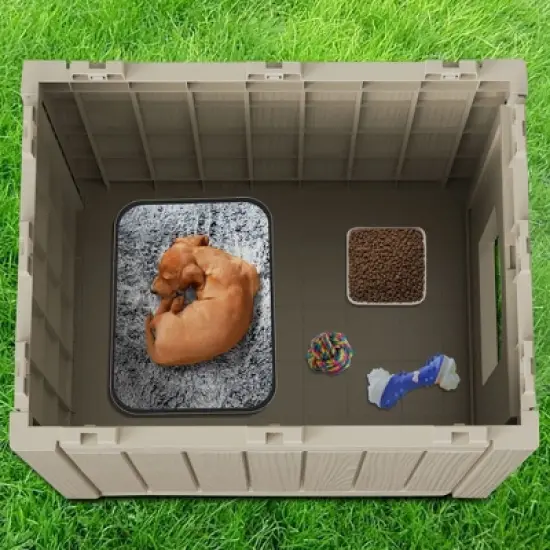 Decksplore All-Weather Resin Dog House Outdoor Shelter for Medium/Small Dogs image {6}