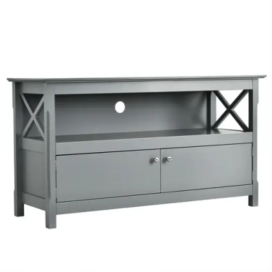 Costway Free Standing TV Cabinet Wooden Console TV Media Entertainment image {7}