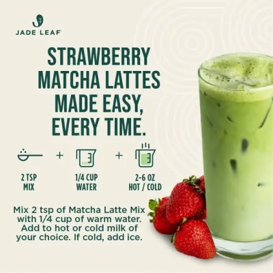 Jade Leaf Matcha Organic Cafe Style Strawberry Flavored Matcha Latte Mix - 3.5oz image {3}