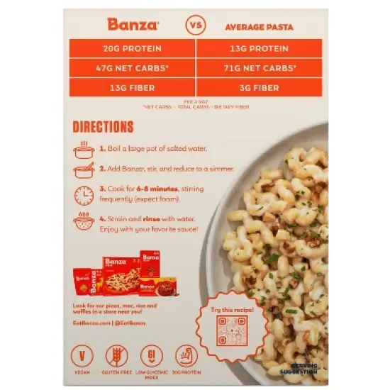 Banza Gluten Free Chickpea Cavatappi - 8oz image {1}