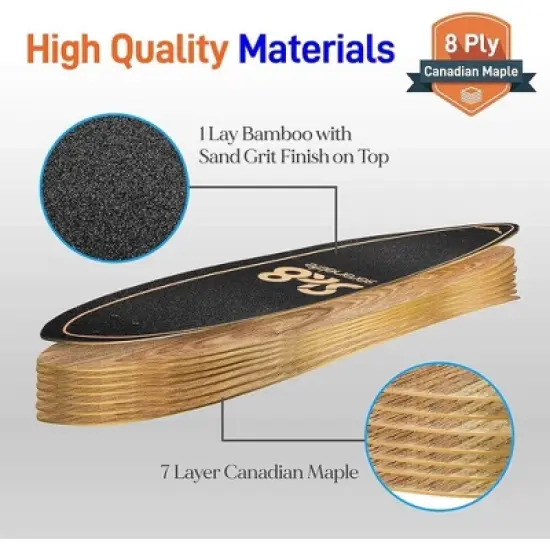 SereneLife Canadian Maple Deck Skateboard - Durable and Smooth Ride image {2}