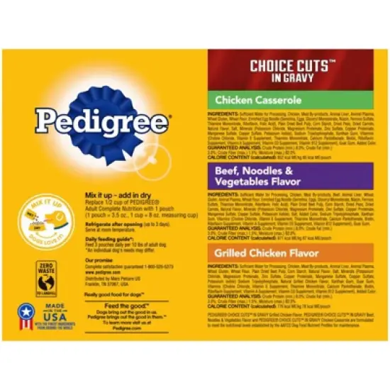 Pedigree Pouch Choice Cuts In Gravy Wet Dog Food - 3.5oz/18ct
 image {1}