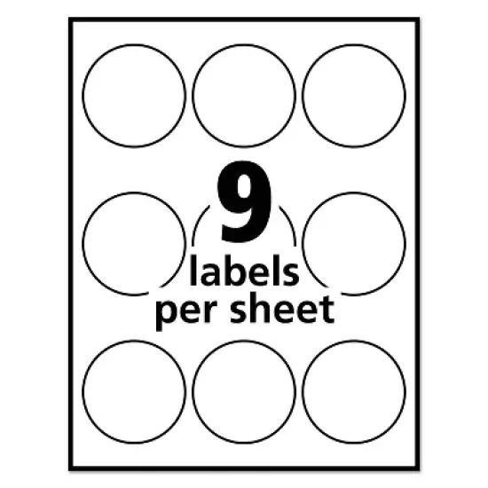 Avery Durable White Round ID Labels 2 1/2" dia. White 72/Pk 22856 image {1}