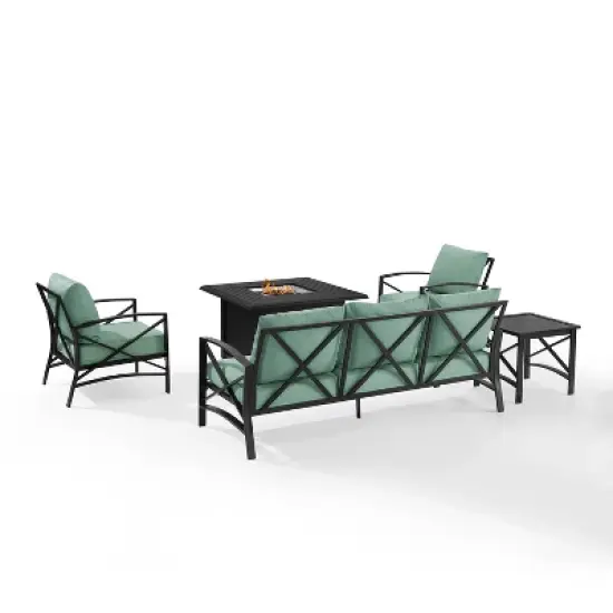 Kaplan 5pc Outdoor Sofa Set with Fire Table - Mist - Crosley image {3}