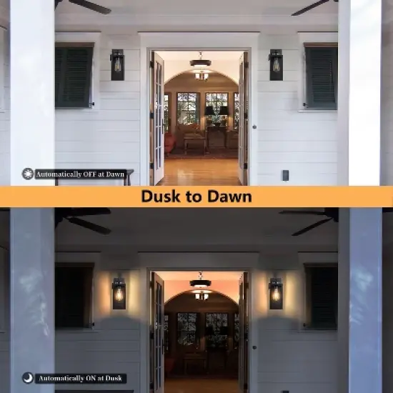 C Cattleya 2-Pack 12.5in. Dusk to Dawn Outdoor Wall Lantern Sconce with Built-in Outlet image {4}