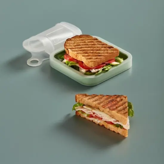 Lekue Reusable Sandwich & Baguette Case, Platinum Silicone, Air Tight, Sandwich image {5}