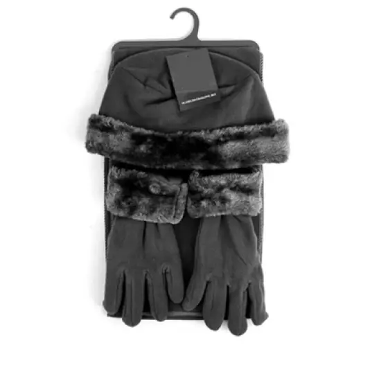 Women's Solid Fleece 3-Piece gloves scarf Hat Winter Set, 1 Pack Or 2 Pack image {8}