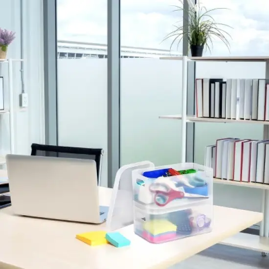 Sorbus Stackable Plastic Frosted Organizer Bins (2 Pack) - Perfect for storing items maintaining space neat and decluttered image {4}