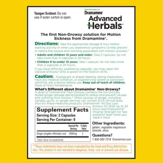 Dramamine Advanced Herbals Non-Drowsy Motion Sickness Relief Capsules - 18ct image {8}