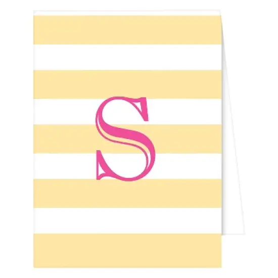 10ct 'S' Monogram Cabana Striped Note Cards Collections Yellow image {1}