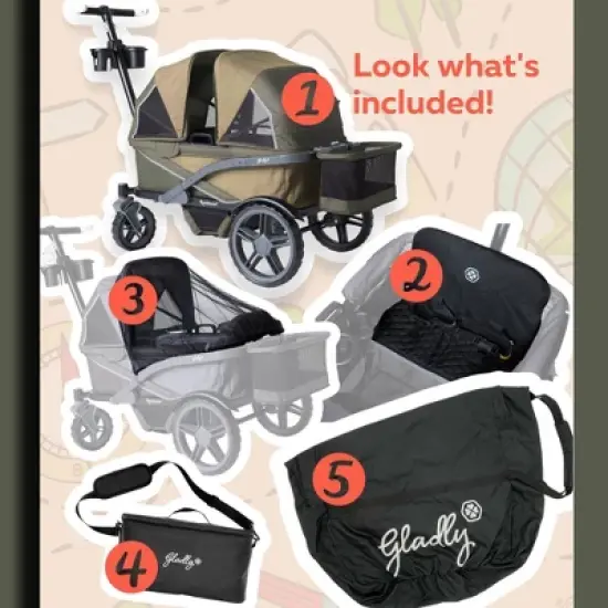Gladly Family Anthem4 Wagon Stroller - Adventure Bundle Forest image {5}