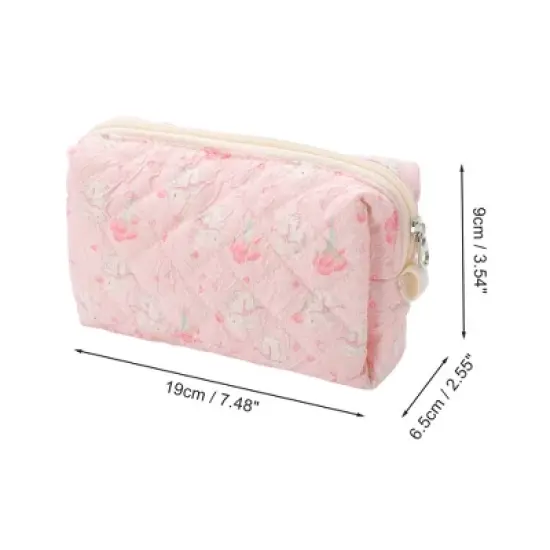 Unique Bargains Bouquet Rabbit Makeup Bag Pink 1 Pc image {1}