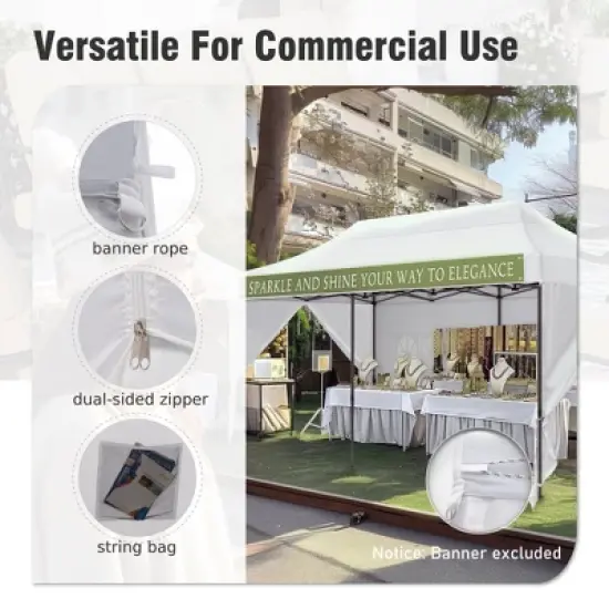 Captiva Designs 10x15 Pop Up Outdoor Commercial Heavy Duty Party Tent, White image {9}