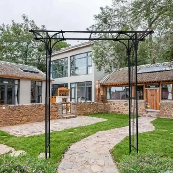 NicBex Metal Garden Trellis for Climbing Plants Outdoor L81.49" X W19.88" X H86.61" Metal Garden Trellis Rust-Proof Garden Arch, Black image {1}