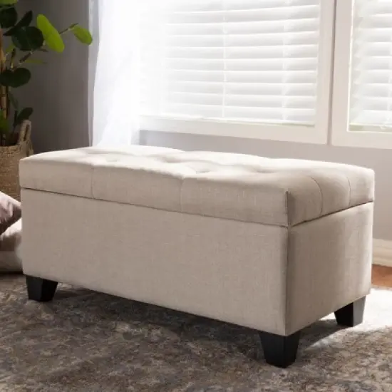 Michaela Modern And Contemporary Fabric Upholstered Storage Ottoman - Baxton Studio image {7}