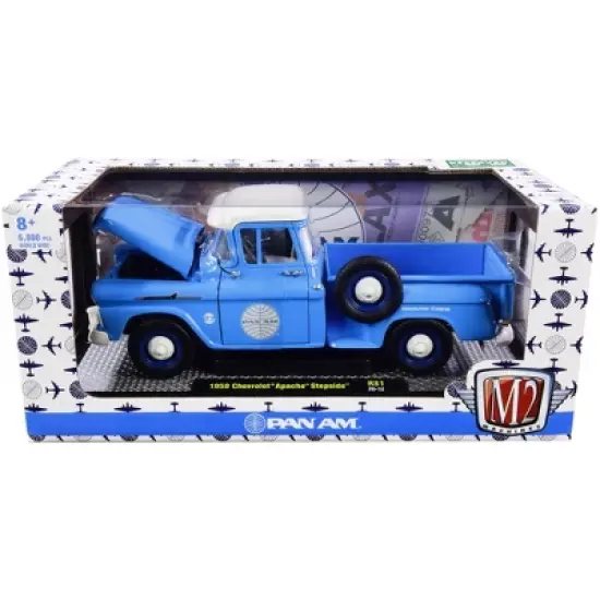 1958 Chevrolet Apache Stepside Pickup Truck "Pan Am" Ground Crew Light Blue Ltd Ed 6880pcs 1/24 Diecast Model Car by M2 Machines image {2}