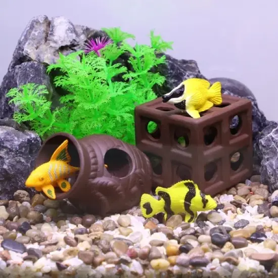 Unique Bargains Resin Aquarium Hideaway Rock Cave Fish Tank Decoration Brown 3.23''x2.32''x2.52'' image {5}