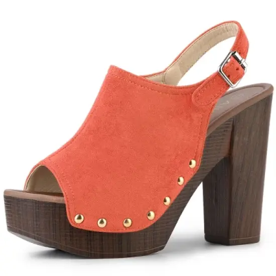 Allegra K Women's Open Toe Slingback Platform Chunky Heel Sandals image {16}