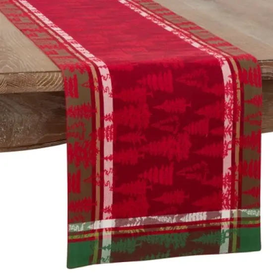 Saro Lifestyle Table Runner With Christmas Tree Plaid Design image {3}