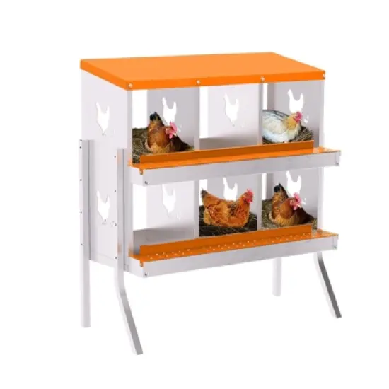 Chicken Nesting Boxes, Hole Roll Away Nest Box for Chicken Coop, Metal Egg Laying Box with Lid Cover to Protect Eggs, Rollout Egg Collection image {10}