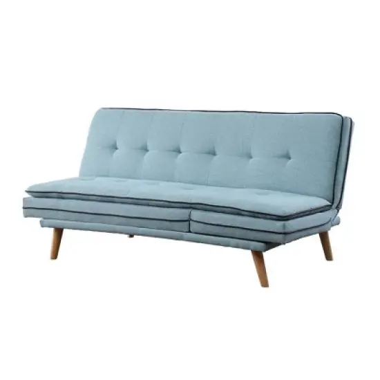 72" Savilla Sectional Sofa Blue Linen/Oak Finish - Acme Furniture image {9}