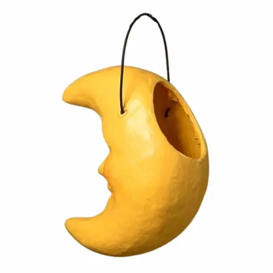 Bethany Lowe 4.0 Inch Golden Moon Bucket Ornament Halloween Tree Ornament , Halloween Decor Crescent Metal Handle (1PC) image {1}