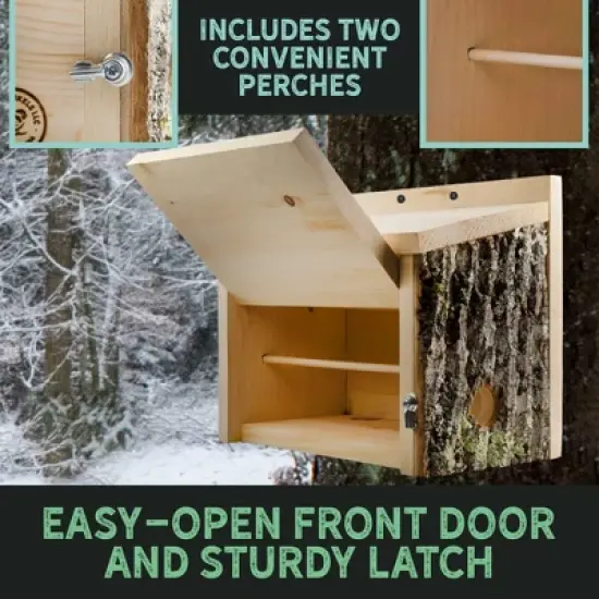 Uncle Dunkels Winter Bird Nesting Box, Handcrafted Wood Winter/Summer Outdoor Shelter image {4}