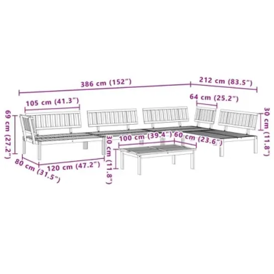 vidaXL Patio Pallet Sofa Set - 5 Piece Outdoor Conversation Furniture - Solid Acacia Wood - Ideal for Garden, Patio, Terrace - Modular Design image {7}