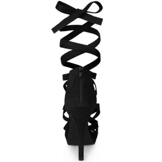 Perphy Strappy Platform Lace Up Stiletto Heels Sandals for Women image {2}